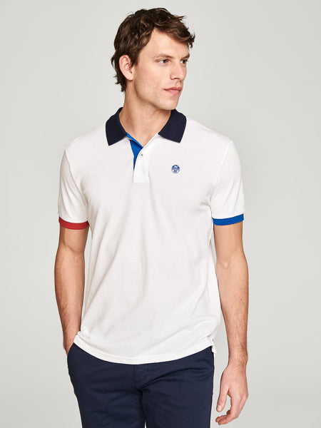 North Sails 692245-101 Contrast Pique' Polo Manica Corta WHITE