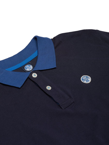 North Sails 692245-802 Contrast Pique' Polo Manica Corta BLU Navy