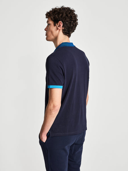 North Sails 692245-802 Contrast Pique' Polo Manica Corta BLU Navy