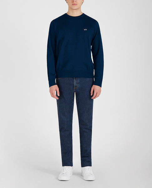 Paul & Shark COP1094-634 Pullover Girocollo Lana Pettinata ROYAL Blue
