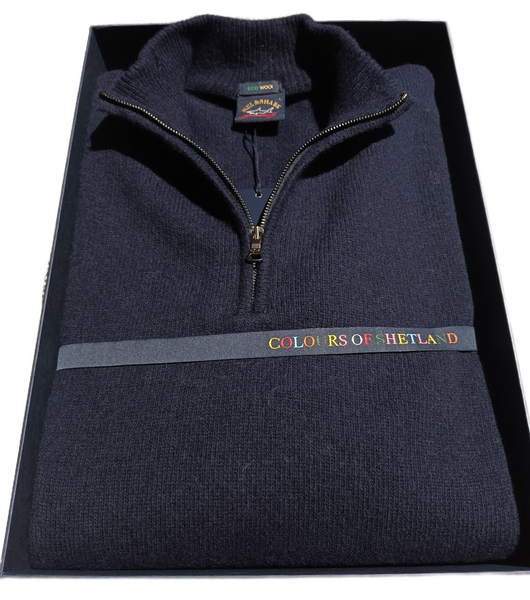 Paul & Shark 11311137-752 Pullover Shetland Mezza Zip BLU NAVY