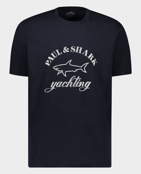 Paul & Shark 11311628-013 T-Shirt in cotone stretch con Logo reflex BLU NAVY