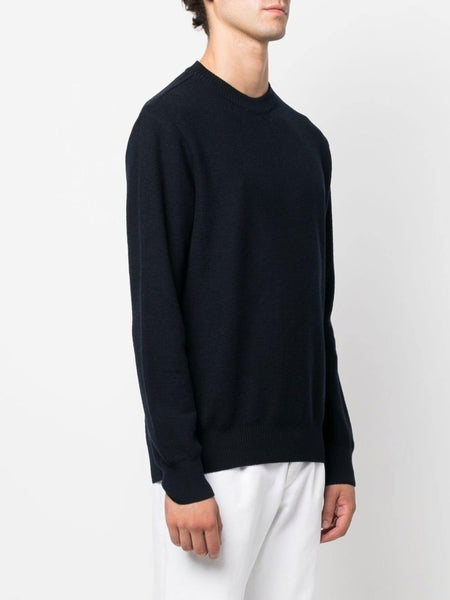 Paul & Shark 12311300-050 Pique' Merino Wool Crew Neck Pullover BLU NAVY