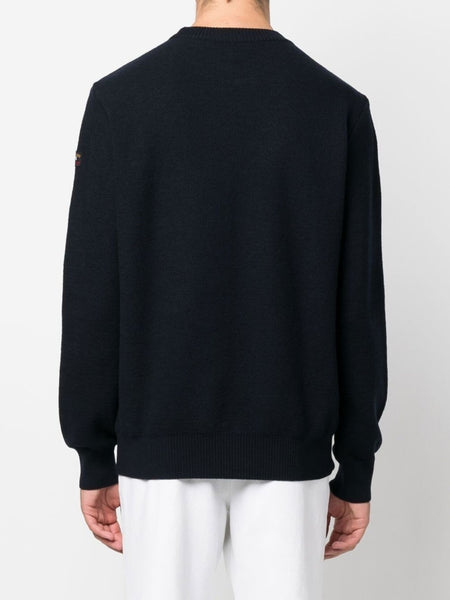 Paul & Shark 12311300-050 Pique' Merino Wool Crew Neck Pullover BLU NAVY