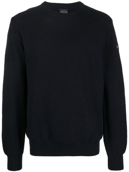 Paul & Shark 12311300-050 Pique' Merino Wool Crew Neck Pullover BLU NAVY