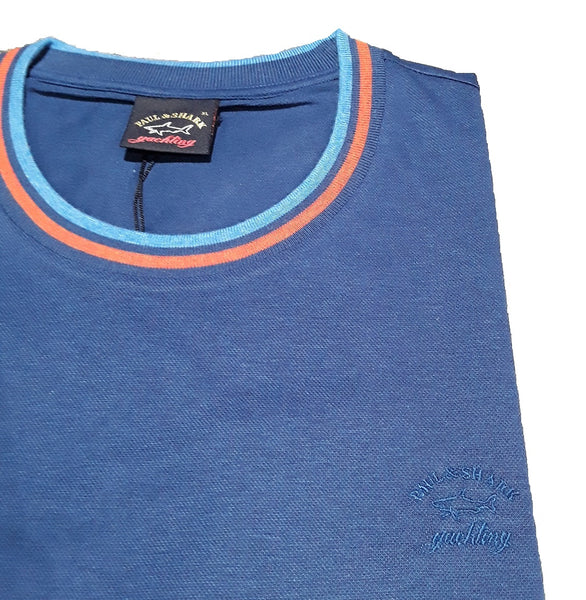 Paul & Shark 21411004-053 Solid Cotton T-Shirt piquè with  embroidered Paul&Shark Logo ROYAL Blue