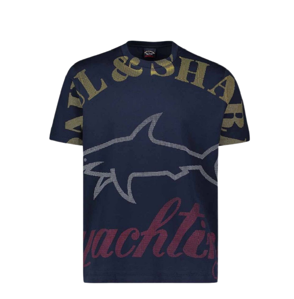Paul &amp; Shark 22411009-013 Organic cotton T-Shirt with mega Paul&amp;Shark Logo NAVY BLUE