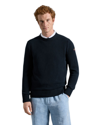 Paul &amp; Shark 23411508-013 Fisherman crewneck cotton with iconic badge NAVY BLUE