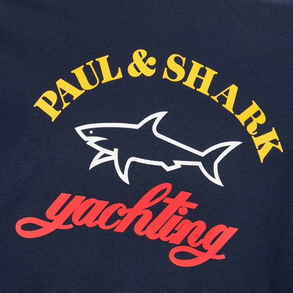 Paul & Shark COP1006-013 Organic cotton T-Shirt BIG Classic Print Logo BLU NAVY