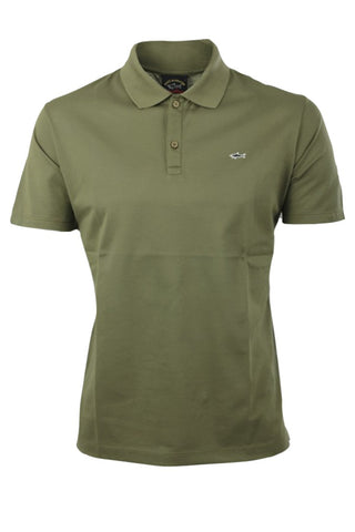 Paul &amp; Shark COP1013-270 Cotton Piqué Polo Shirt with Shark Badge Military Green