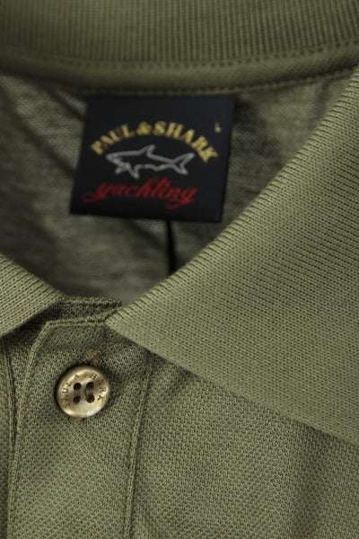 Paul & Shark COP1013-270 Polo in cotone piquè con Shark badge Military Green