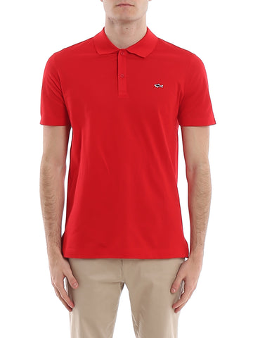 Paul &amp; Shark COP1013-577 Piqué Cotton Polo with Shark Logo RED