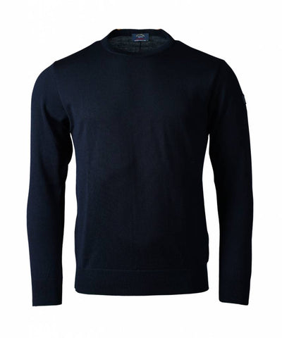 PAUL &amp; SHARK COP1040-050 Men's Crew Neck Pullover Cool-Touch Wool Waterproof NAVY BLUE
