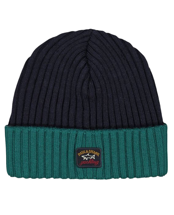 Paul &amp; Shark COP1054-412 Wool Ribbed Hat BLUE/GREEN
