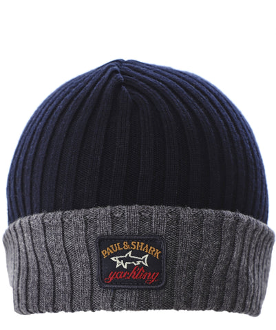 Paul &amp; Shark COP1054-413 Two-Tone Water-Repellent English Ribbed Cap BLUE GREY