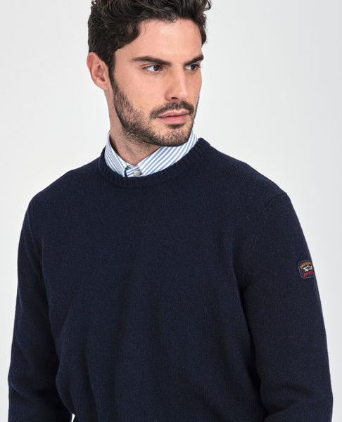 Paul &amp; Shark COP1061-752 NAVY BLUE Shetland Crew Neck Pullover