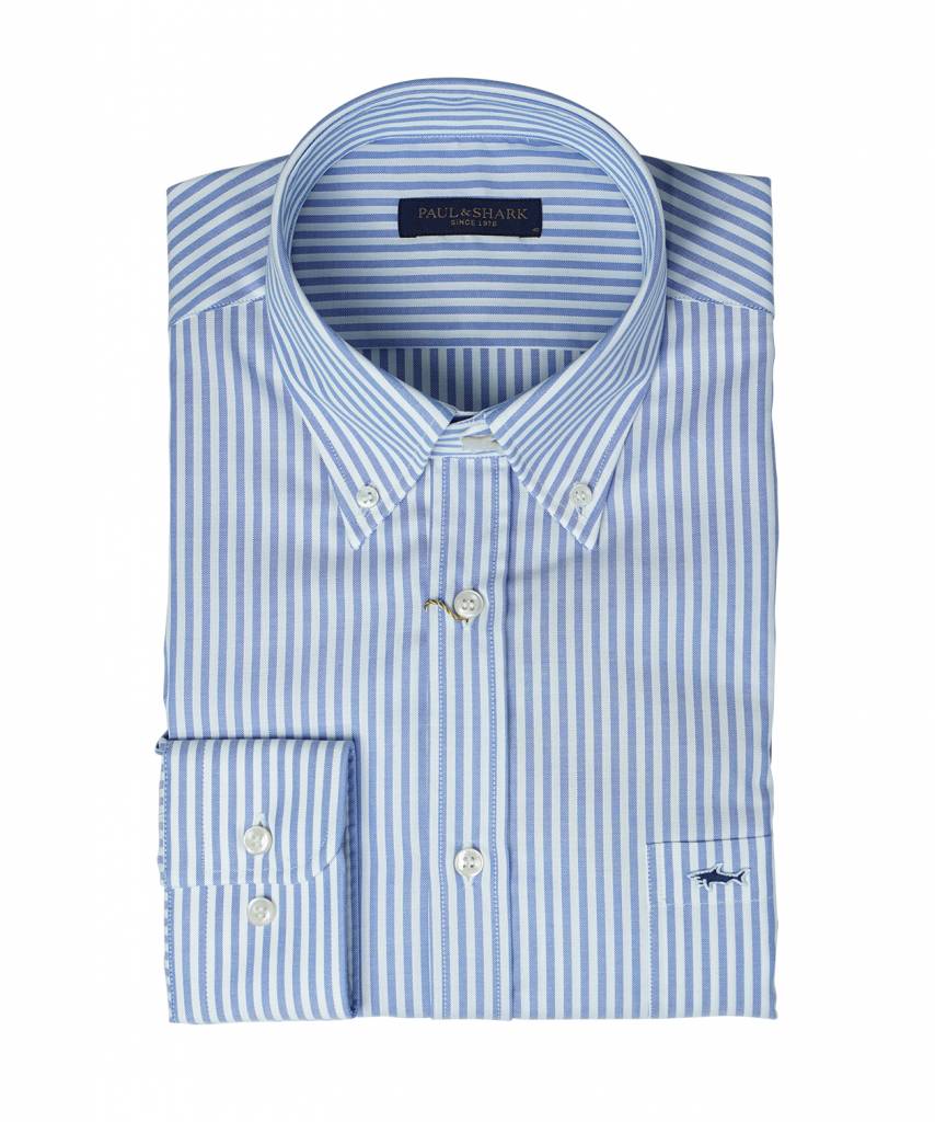 PAUL & SHARK COP3006-002 Camicia Rigato Celeste Oxford Button Down