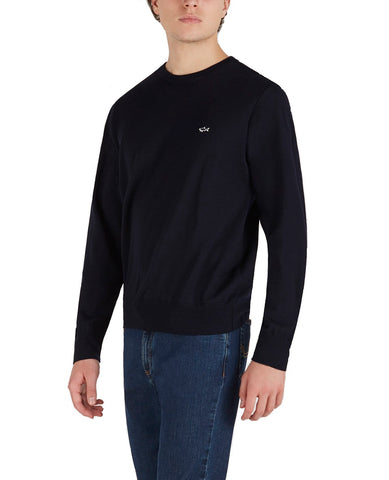 Paul & Shark COP1094-050 Navy Blue Combed Wool Crewneck Pullover