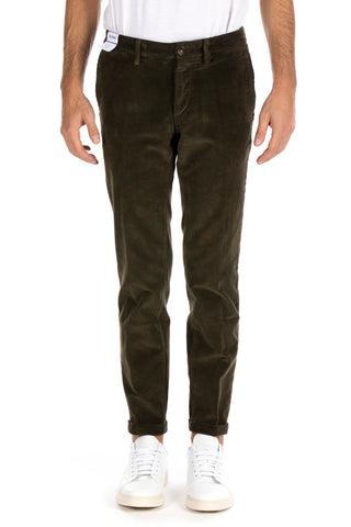 Re-Hash P249-4080 Mucha Pantalone Velluto 1000 righe Stretch Uomo Dark Green VERDONE