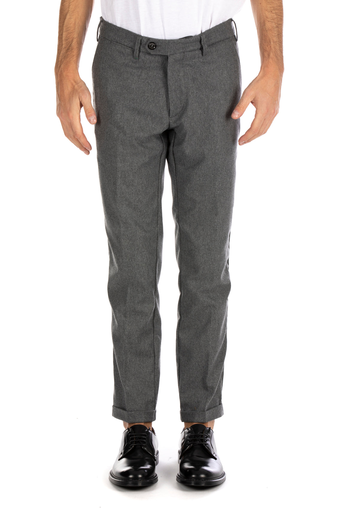 Re-Hash P249CG-3302 Pantalone Slim Tasca America Effetto Wool MELANGE GREY (grigio)