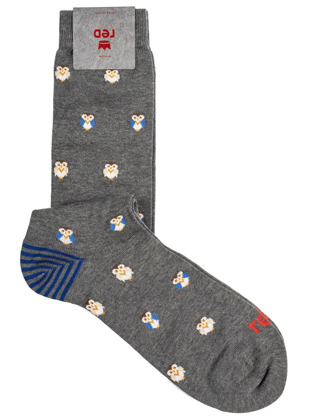 Red Sox Appeal 64800G-V0129 Men's Long Socks Owl Pattern Gray cotton