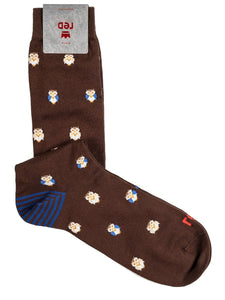 Red Sox Appeal 64800G-V0129 Long Socks Man Owl Pattern Brown cotton