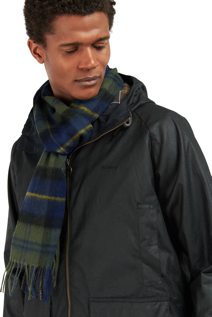 Barbour USC0002 TN28 Merino Cashmere Tartan Scarf OLIVE NIGHT
