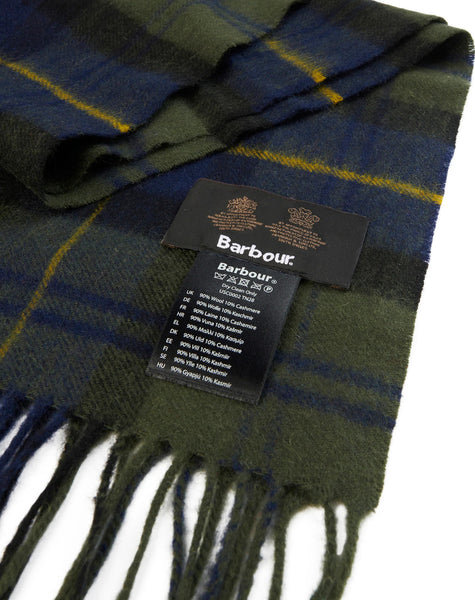 Barbour USC0002-TN28 Merino Cashmere Tartan Scarf OLIVE NIGHT