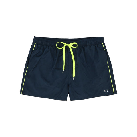 SUN68 H19104-07 Swim Short Water Print Men's Sea Boxer Navy Blue