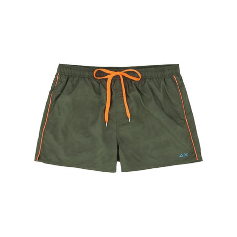 SUN68 H19104-19 Swim Short Water Print Men's Sea Boxer Military Green
