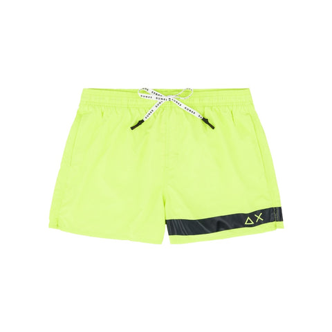 SUN68 H19102-63 Swim Short Solid Big Logo Men's Sea Boxer YELLOW FLUO Fluo Yellow