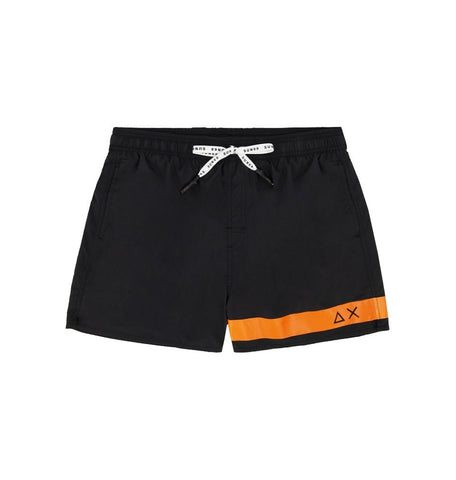 SUN68 H19102-11 Swim Short Solid Big Logo Men's Sea Boxer Black (Black)
