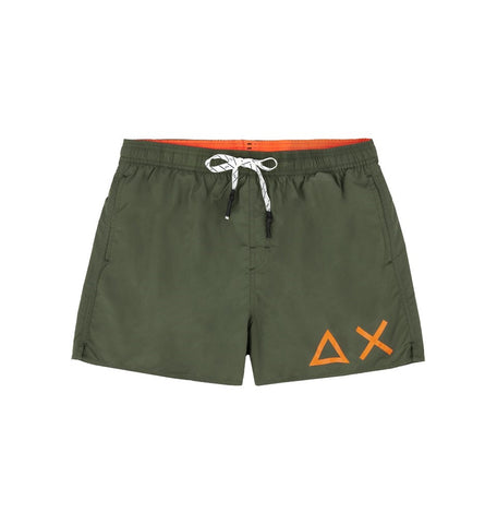 SUN68 H19102-19 Swim Short Solid Big Logo Boxer Mare Uomo Military Green (Verde Militare)