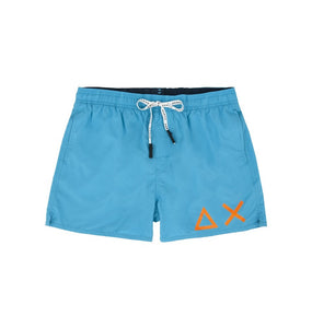 SUN68 H19102-65 Swim Short Solid Big Logo Boxer Mare Uomo Fluo Blue