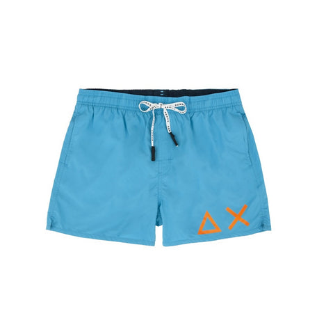 SUN68 H19102-65 Swim Short Solid Big Logo Boxer Sea Man Fluo Blue