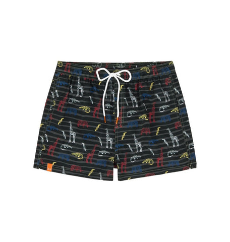 SUN68 H19116-1910 Swim Short Big Print Boxer Sea Man Fantasy - Military-Red