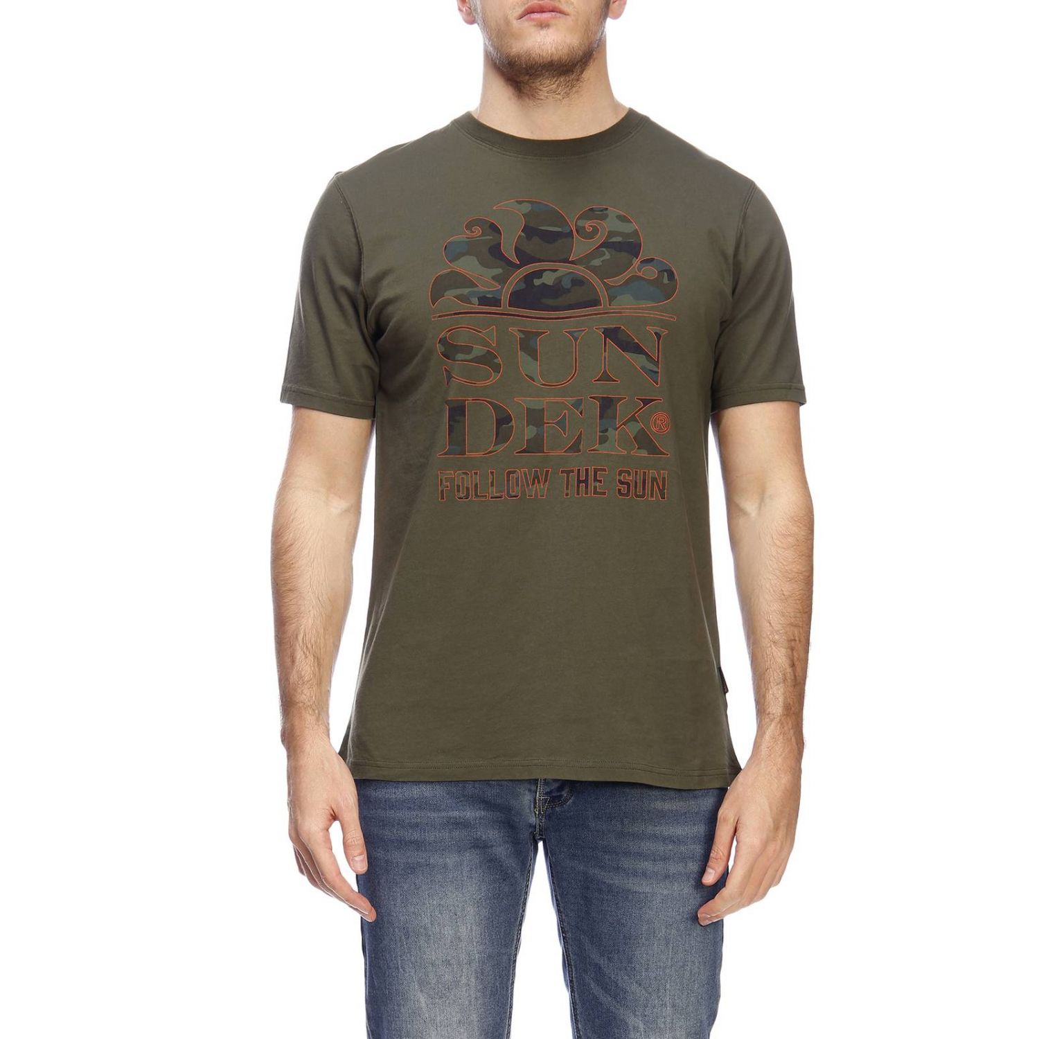 Sundek M026TEJ7853-004 Logo Follow The Sun T-Shirt SS Military GREEN
