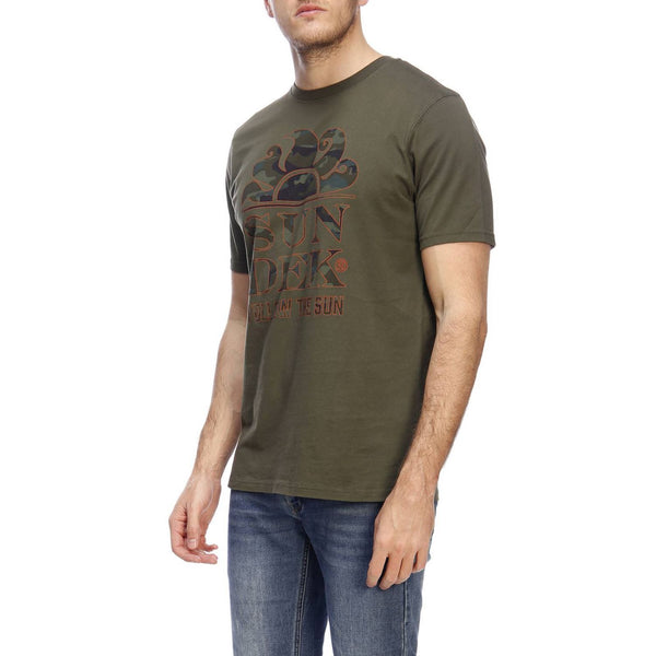 Sundek M026TEJ7853-004 Logo Follow The Sun T-Shirt SS Military GREEN