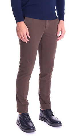 TELERIA ZED - BOB GR730 Pantalone Slim Uomo Marrone FANGO