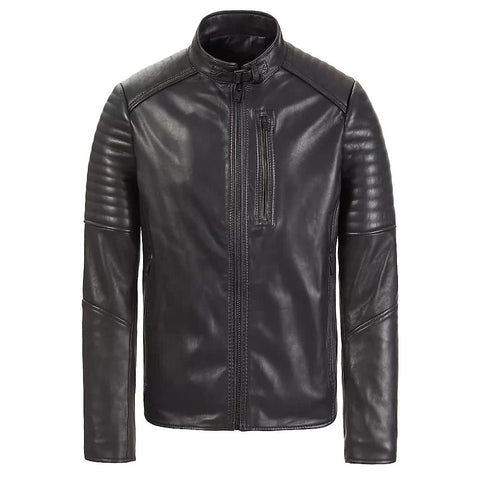 Timberland Leather Cafe' Racer Jacket BLACK