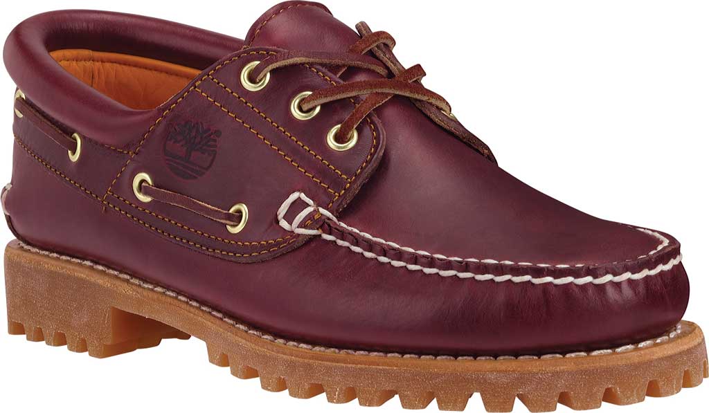 Timberland TB030003-648 Authentic Icon Handsewn Boat Shoe BURGUNDY BrownFull Grain 3eye