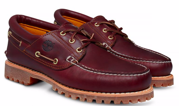 Timberland TB030003-648 Authentic Icon Handsewn Boat Shoe BURGUNDY BrownFull Grain 3eye