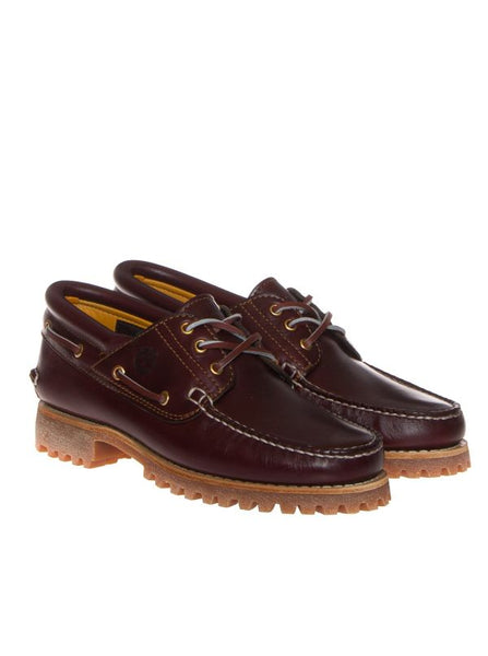 Timberland TB030003-648 Authentic Icon Handsewn Boat Shoe BURGUNDY BrownFull Grain 3eye