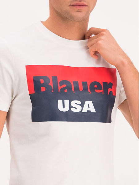 BLAUER 19WBLUH02234-05568 T-Shirt Logo Girocollo WHITE