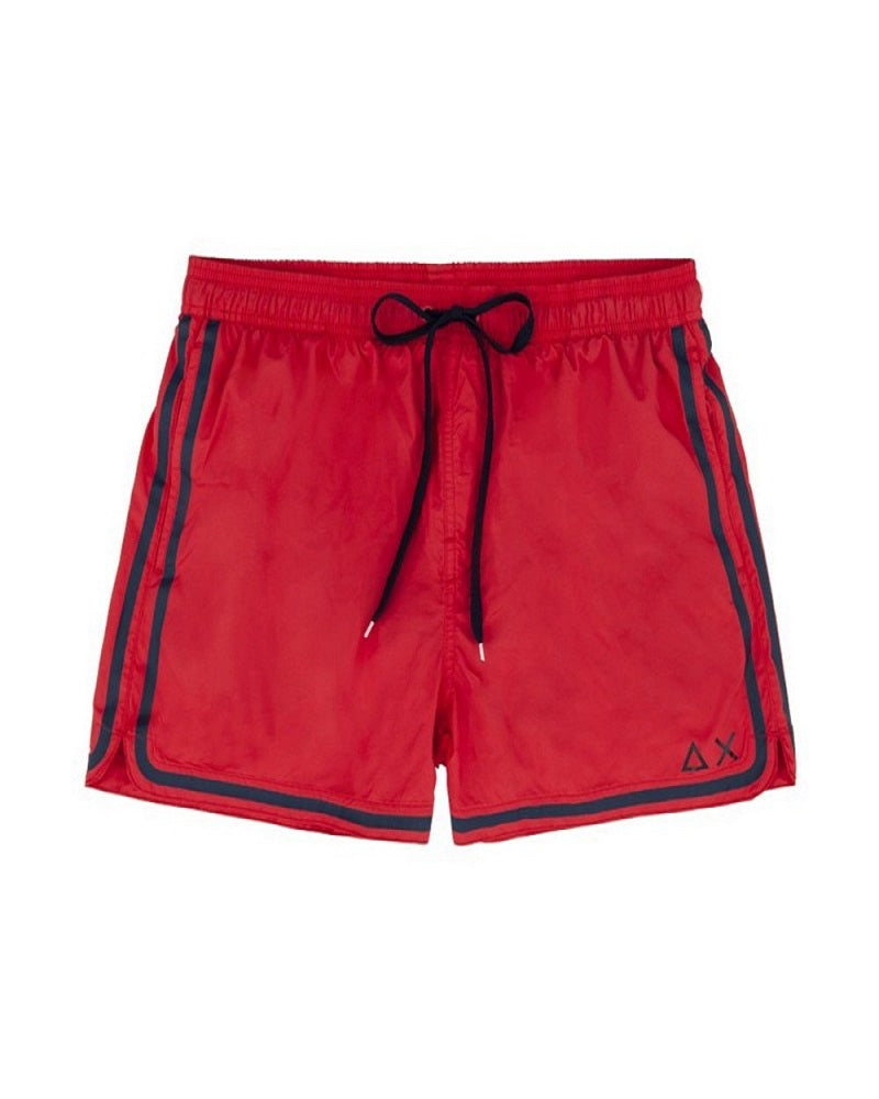 SUN68 H19103-10 Swim Short Side Band Boxer Sea Man Red (Red)