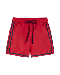 SUN68 H19103-10 Swim Short Side Band Boxer Sea Man Red (Red)